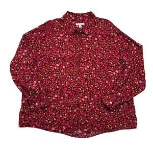 Free Assembly Womens 3XL XXXL Floral Button Up Blouse Long Sleeve Cottagecore